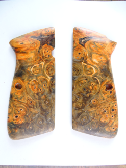 Hi-Power stabilized Buckeye Burl wood grips, smooth