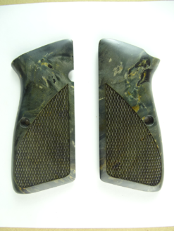 Hi-Power AAA cocobolo wood grips, Stabilized buckeye burl checkered